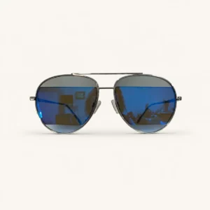 Unisex Γυαλιά Ηλίου Aviator με Μεταλλικό Σκελετό και Μπλε Mirror Φακούς